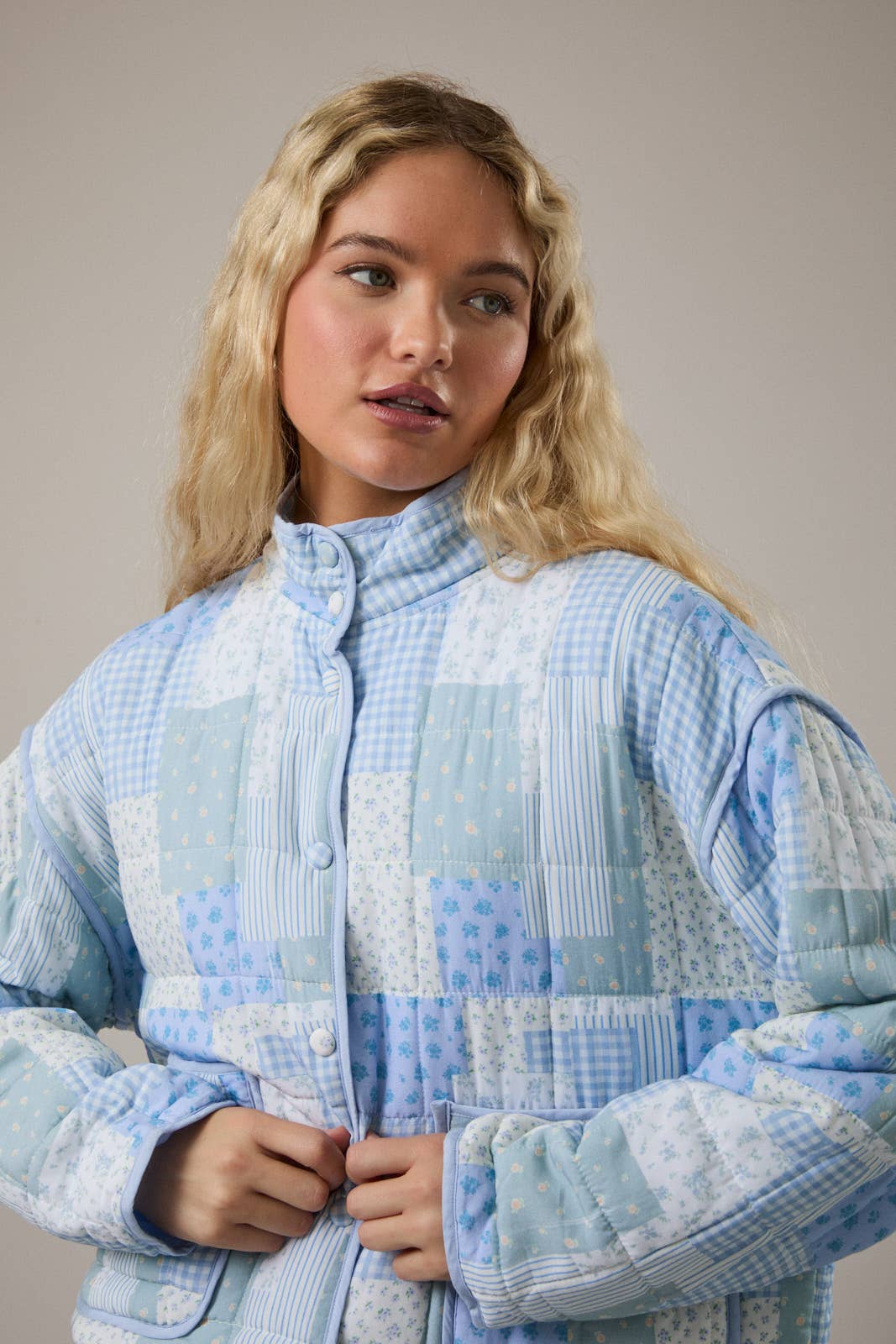 Blue Patchwork Quilted Jacket