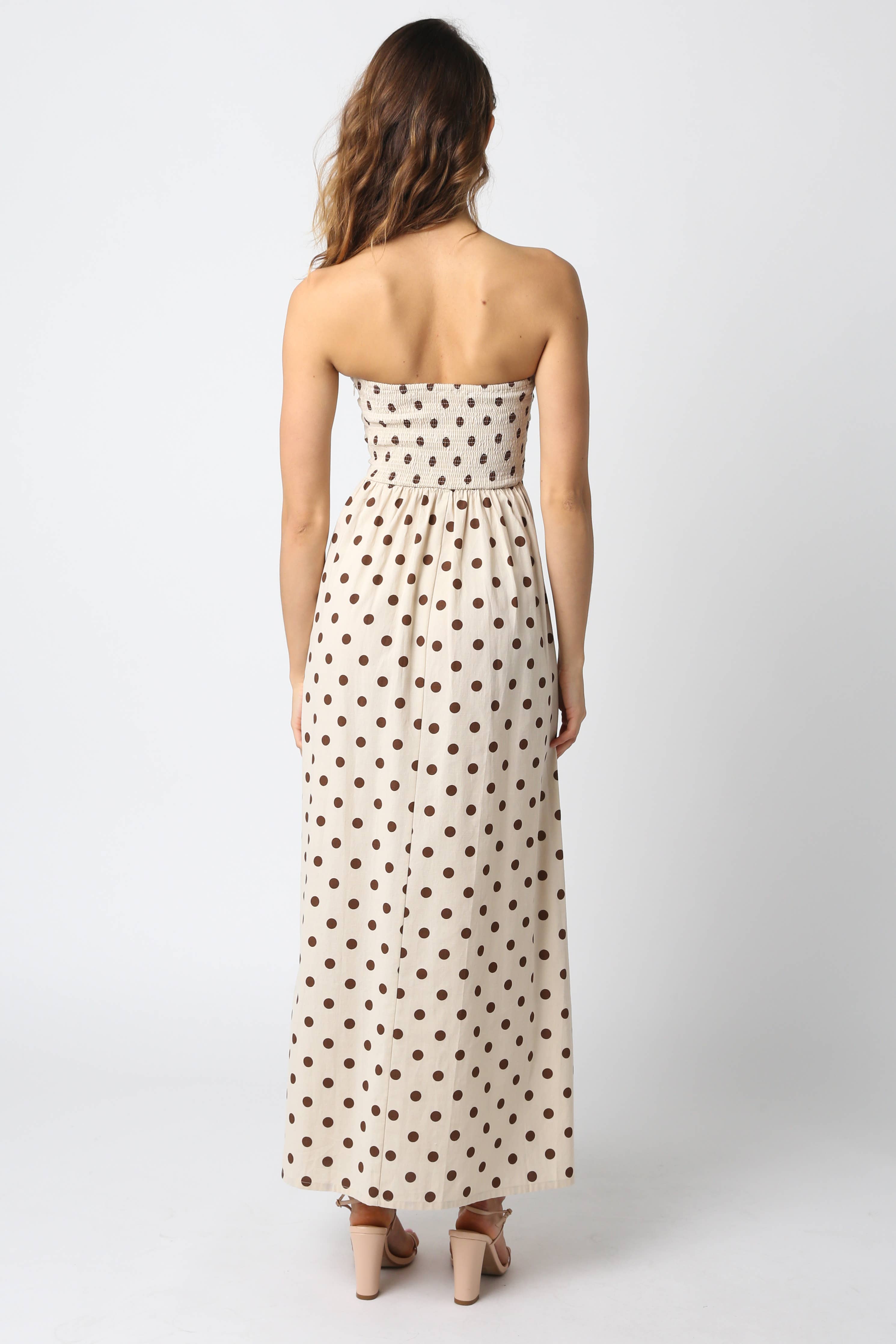 Cream & Brown Polka Dot Maxi Dress
