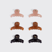 Recycled Plastic Mini Arched Clips 6pc Set - Soft Pink, Mocha & Black
