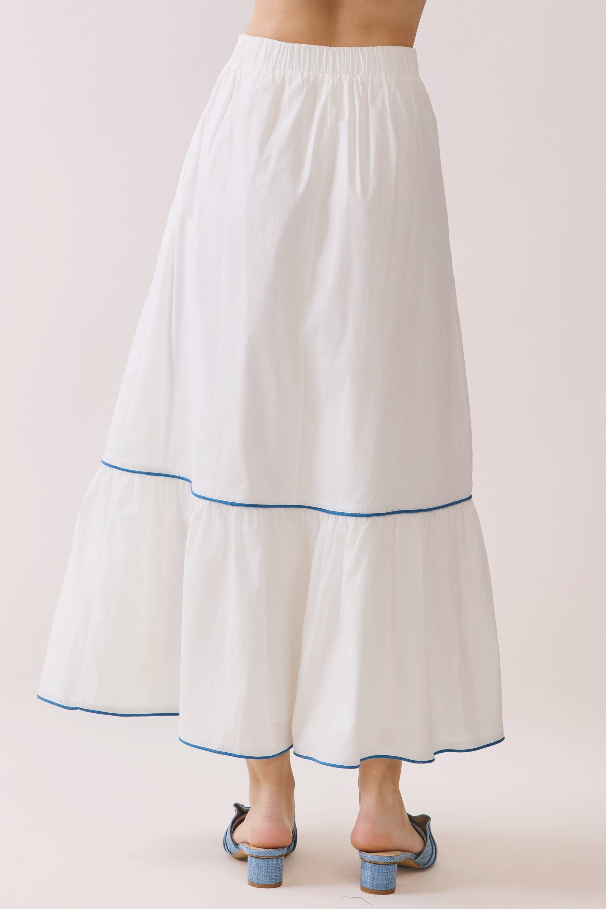 White & Blue Tiered Skirt