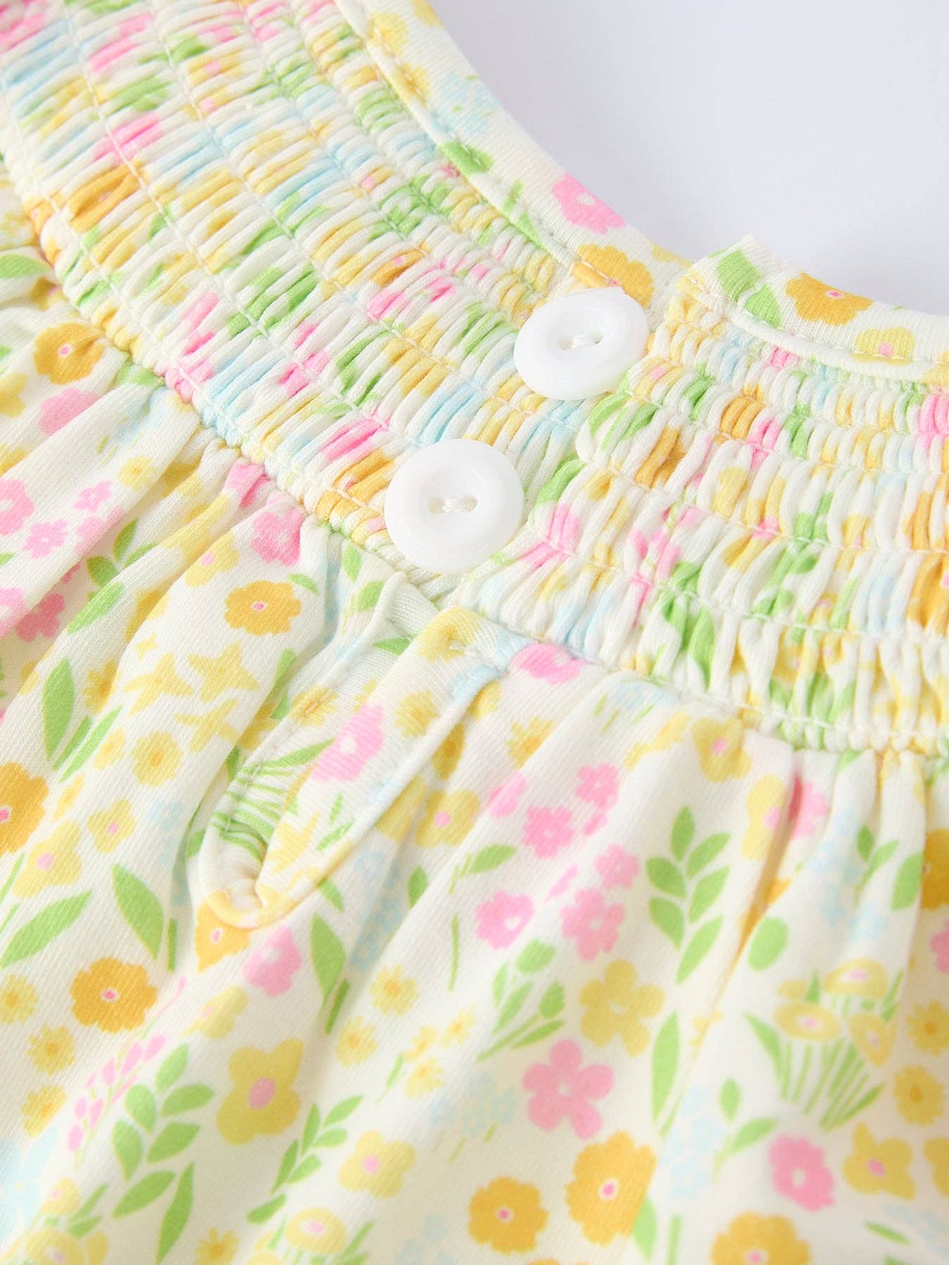 Yellow Spring Floral Smocked Romper