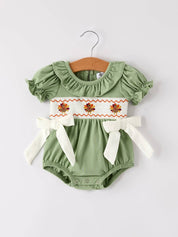 Thanksgiving Smock Embroidered Romper