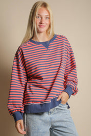 Orange Striped Oversized Top