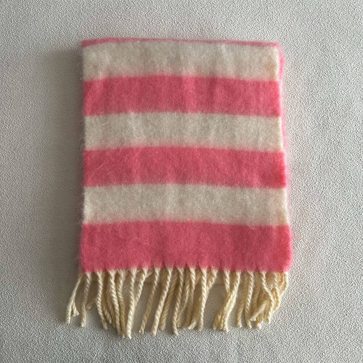 Pink Striped Scarf in 50% Acrylic, 50% Polyester