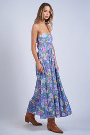Blooming Floral Open Back Maxi Dress