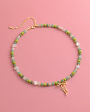 Pastel Crush Coquette Bead Pearl Necklace: Blue — view 5