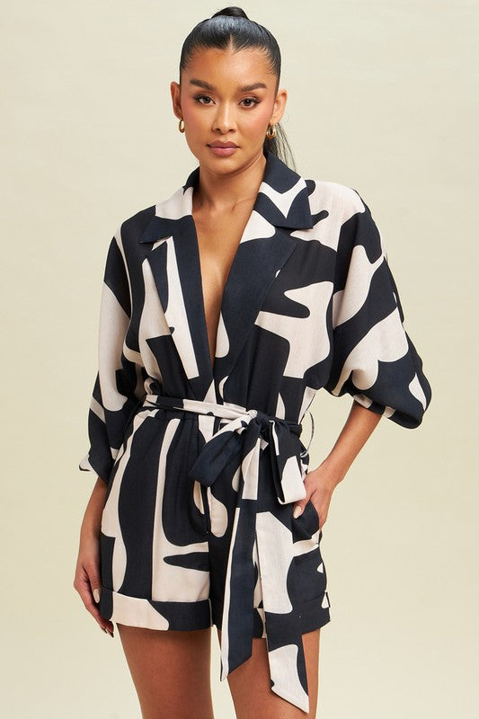 Black Abstract Romper