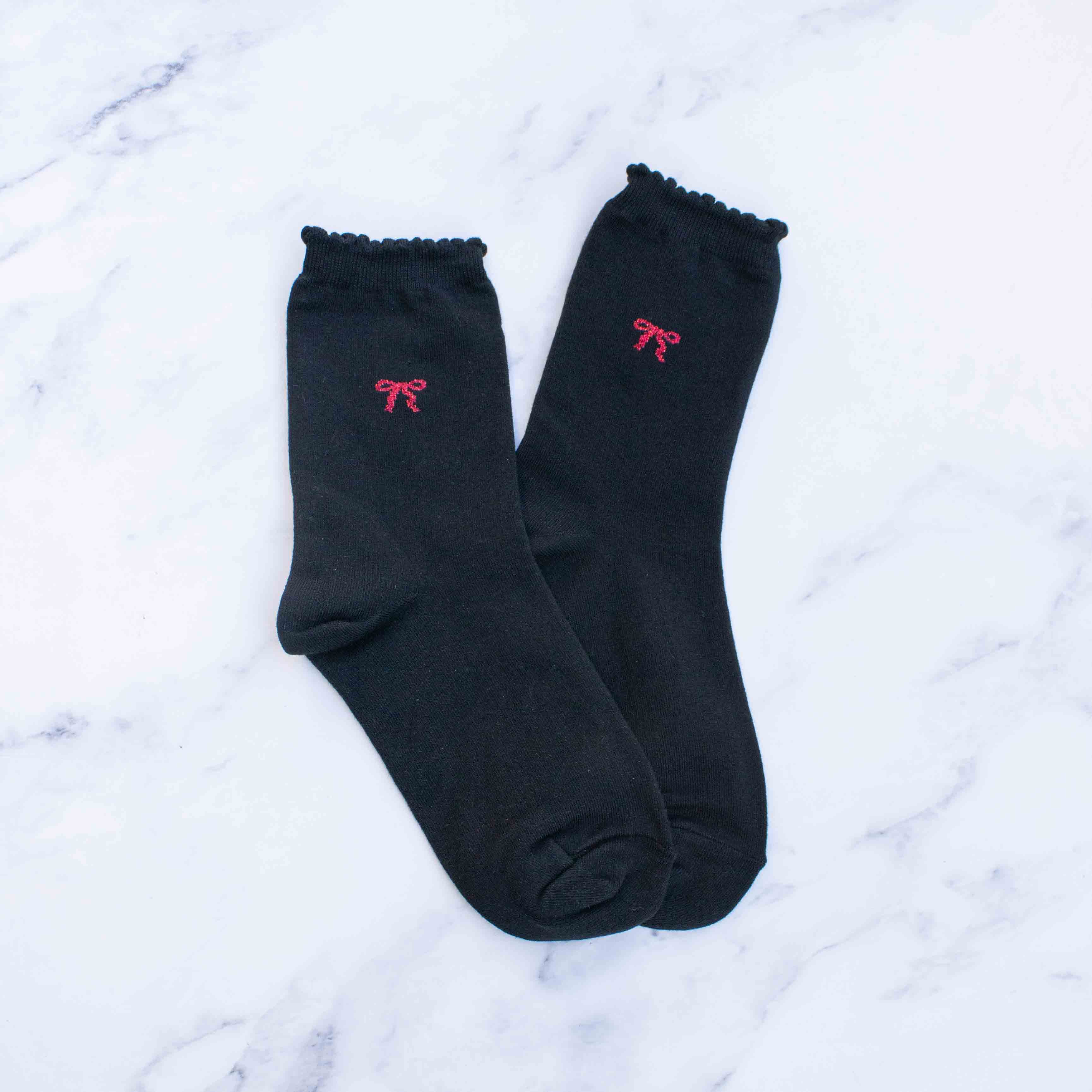 Black Women's Bow Accent Socks