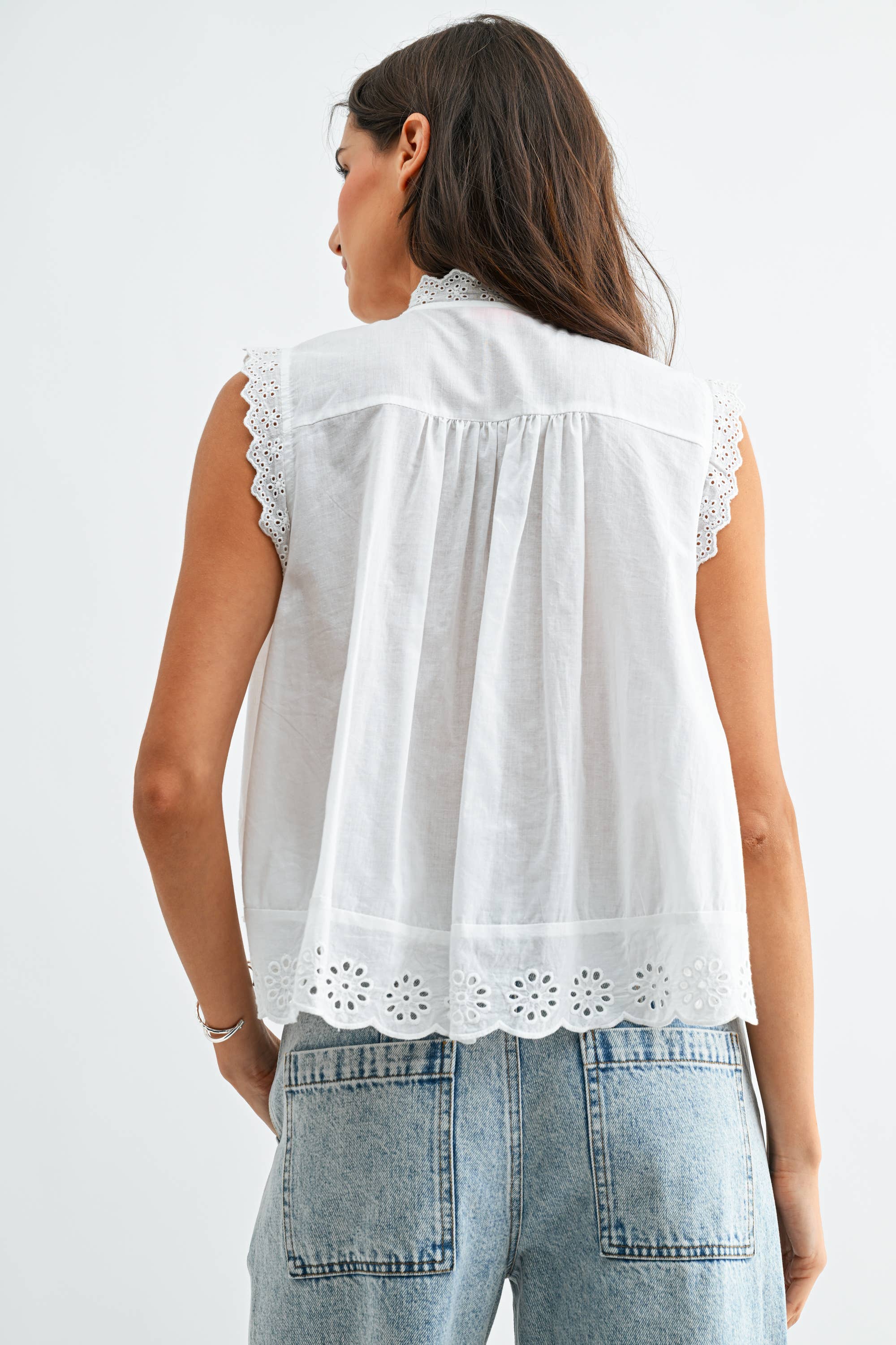 White Sleeveless Cotton Blouse