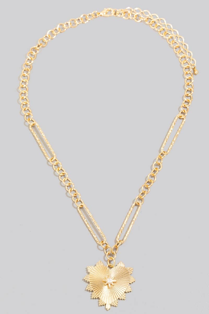Intricate Bursting Heart Pendant Necklace