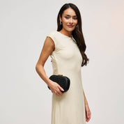 Black Woven Oval Evening Bag
