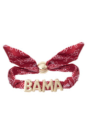 Alabama Crimson Tide Bandana Slider Bracelet — reads BAMA across the front and adjustable slider bead for a customized fit