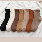 Dark Brown Ruffled Tube Socks