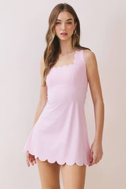 Pink Scalloped Sport Mini Dress