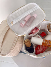 White Leather SKIN Cosmetic Bag