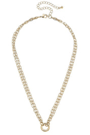 Celia 3-Row Dainty Charm Necklace Base in Shiny Gold — elegant and delicate with a layered 3-row design and creates a