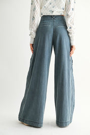 Scallop Wide Leg Denim Pants