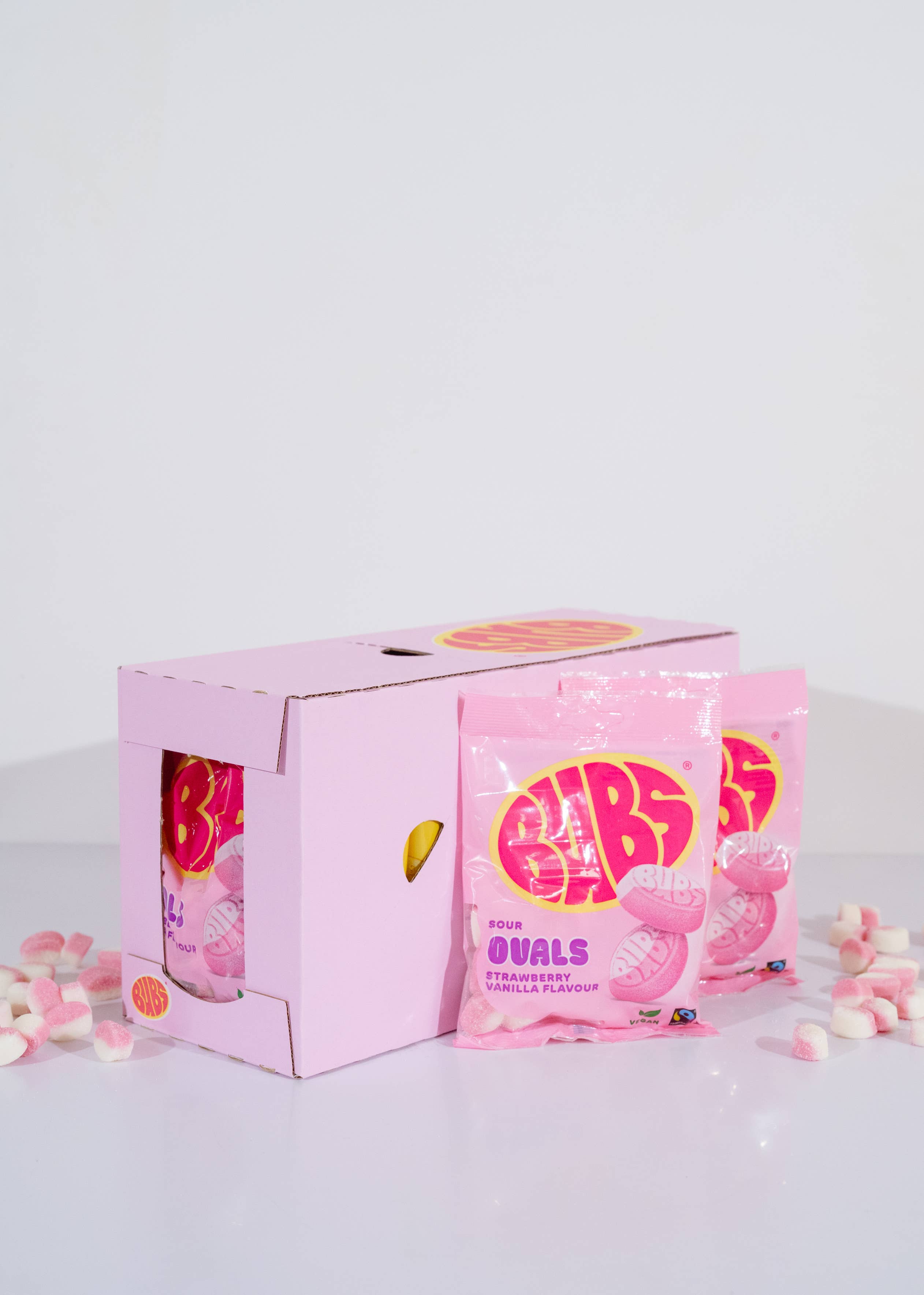 Bubs Sour Strawberry Vanilla Ovals Swedish Candy