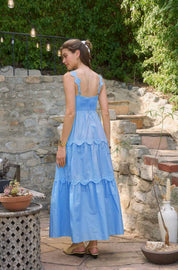 Blue Scallop Midi Dress