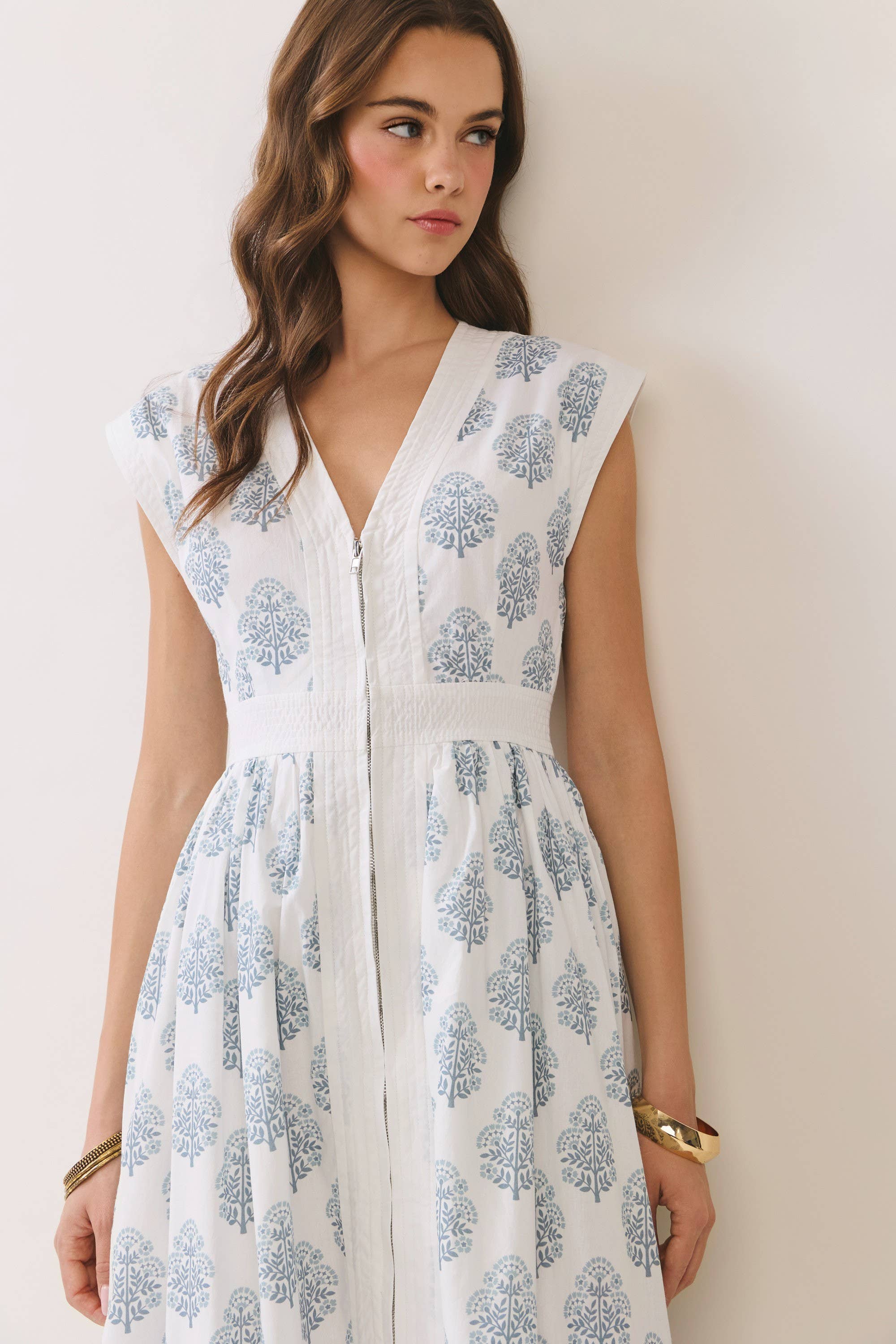 White Floral Midi Dress