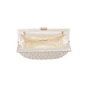 Cream Beaded Frame Evening Bag