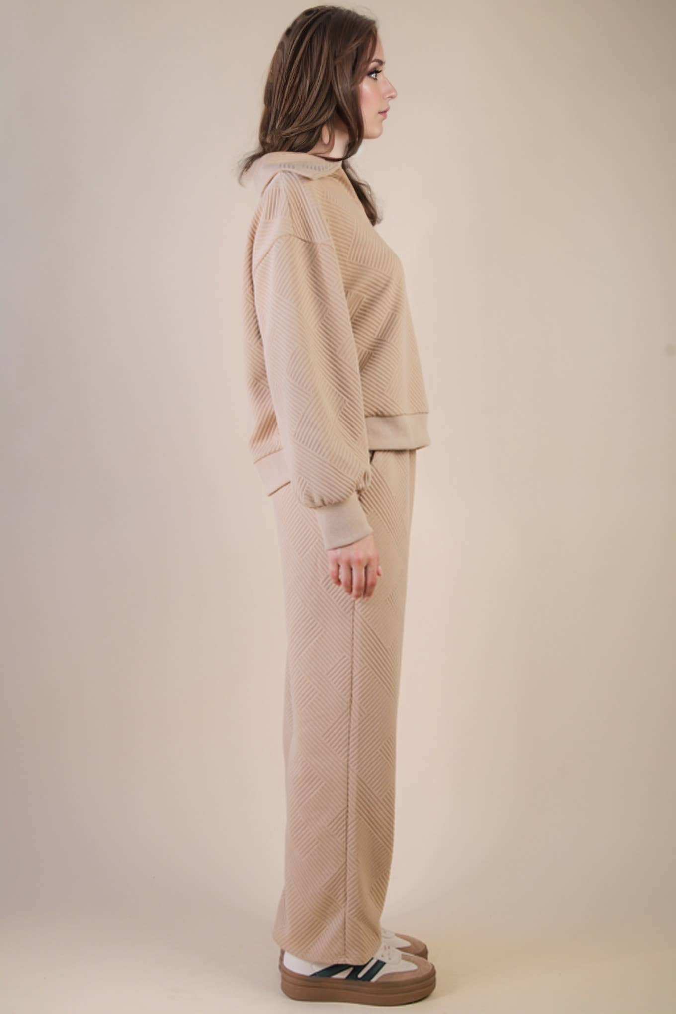 Brown Textured Casual Comfy Set