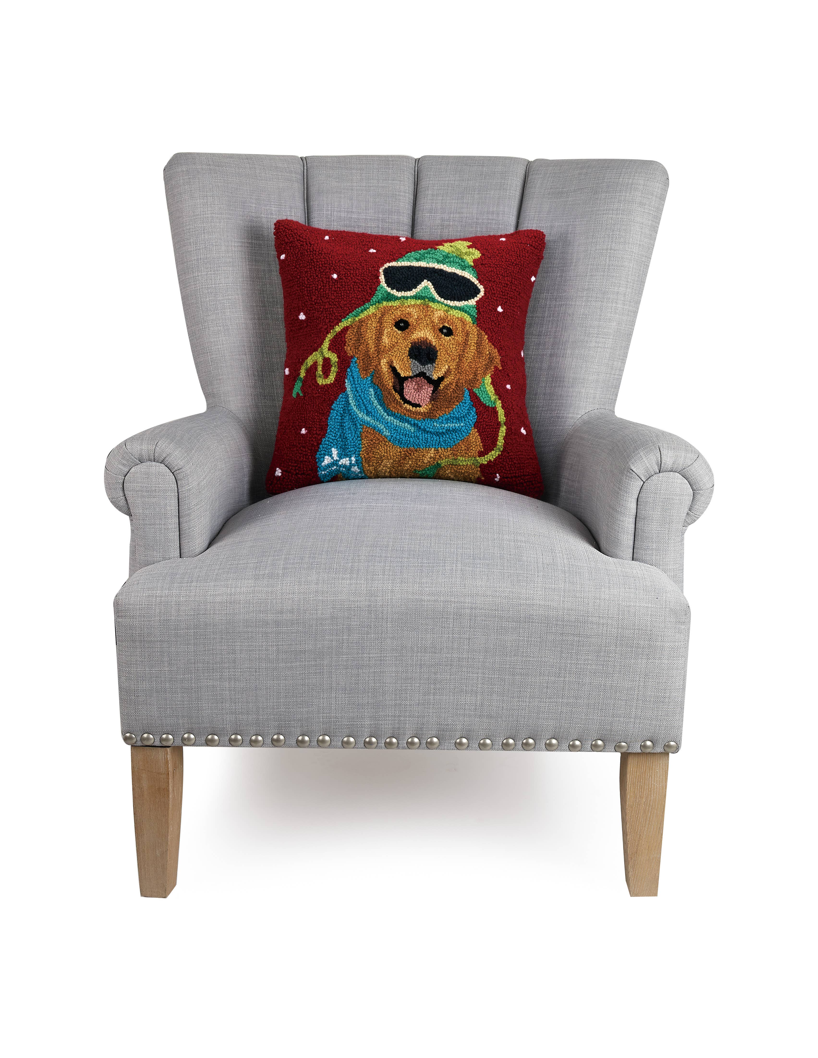 Holiday Lab With Hat Hook Pillow