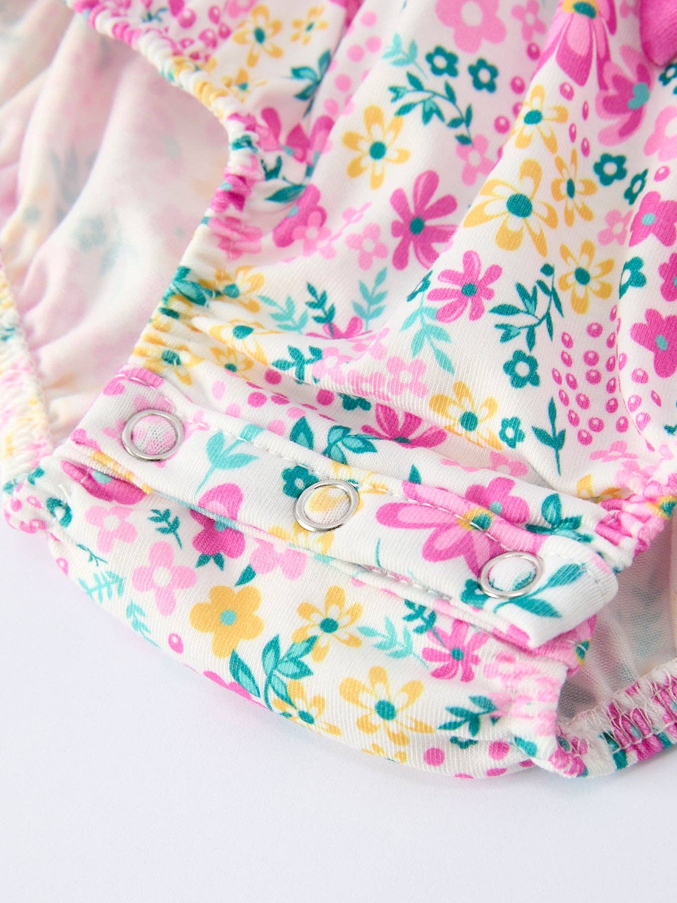 Pink Easter Floral Bunny Baby Girl Romper