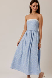 Strapless Lace Trimp Midi Dress