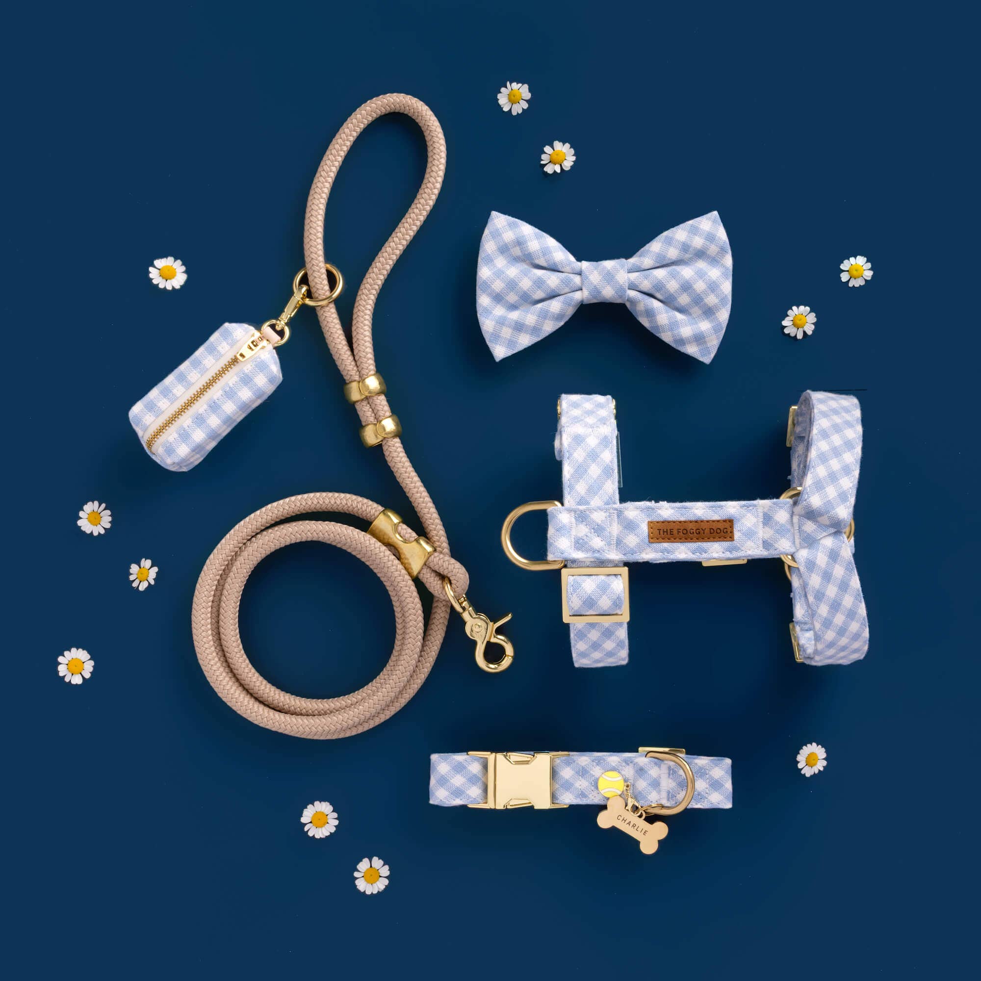 Sky Blue Gingham Waste Bag Holder