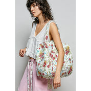 White Quilted Weekender Tote Bag