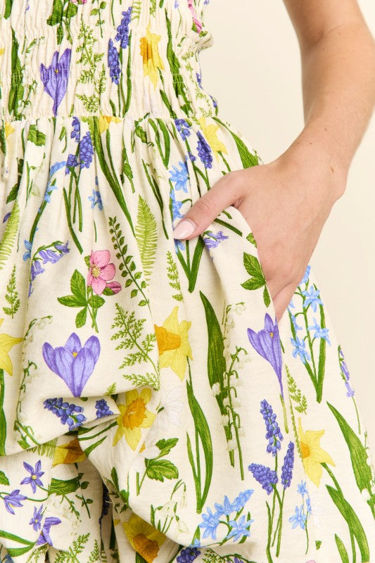 Floral Print Pattern Layered Dress