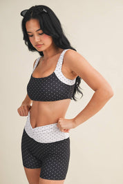 Polka Dot Scrunched Sports Bra