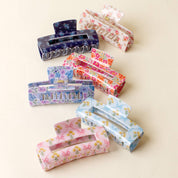 Pink Bow & Floral Claw Clip