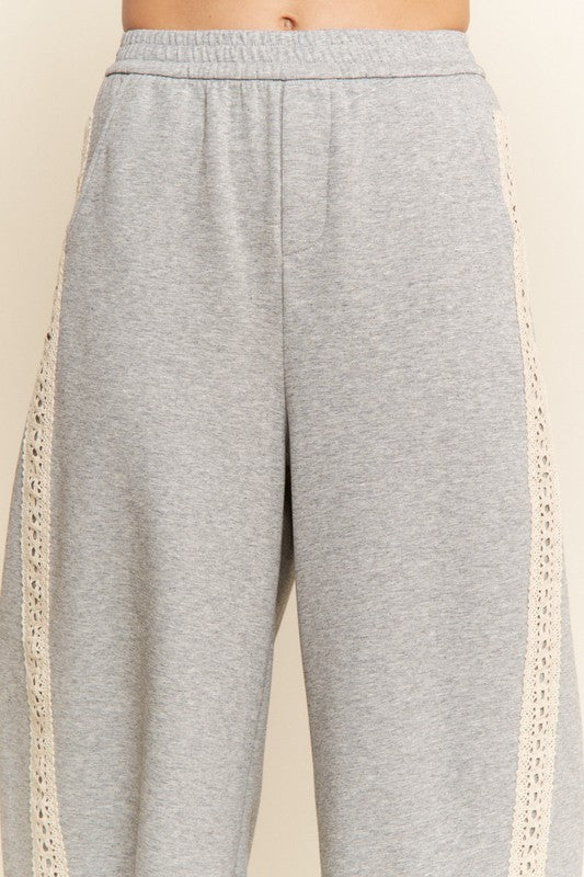 Grey Crochet Barrel Sweatpants