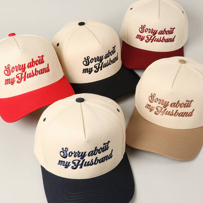 Sorry About My Wife / Husband Embroidery Two-Tone Canvas Cap