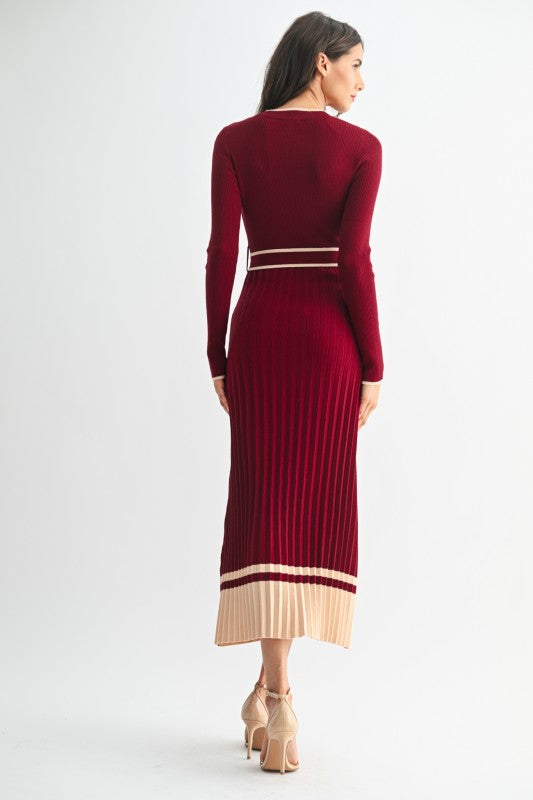 Burgundy Midi Sweater Dress