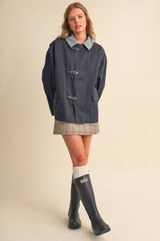 Navy Corduroy Collar Utility Jacket