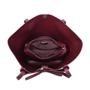 Burgundy Bow Front Suede Tote