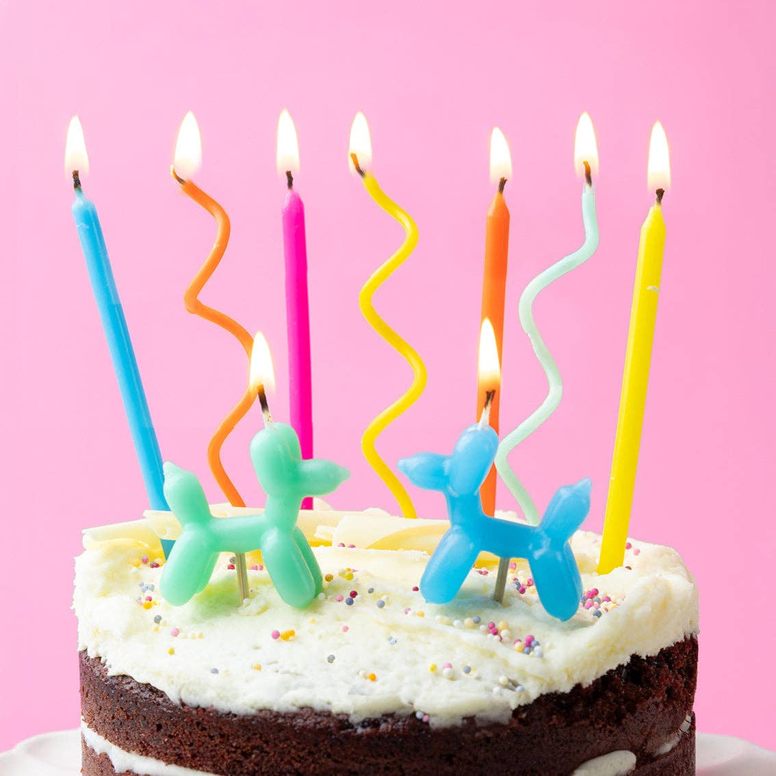 Balloon Dog Birthday Candles - 9 Pack showing fun balloon dog design