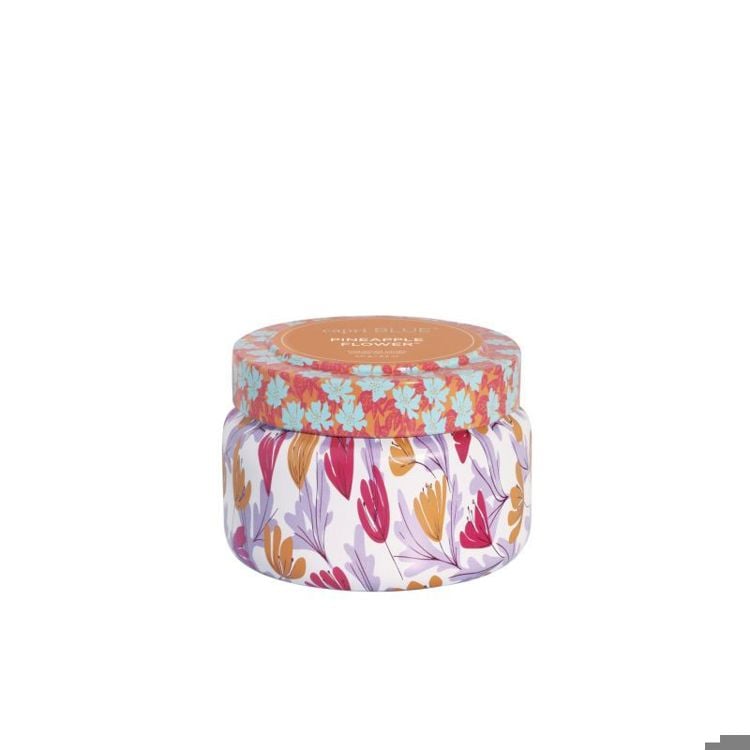 PINEAPPLE FLOWER PATTERN PLAY PRINTED TRAVEL TIN, 8.5 oz