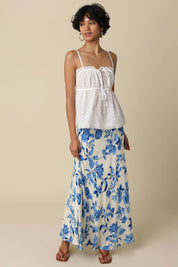 Blue Floral Flow Maxi Skirt