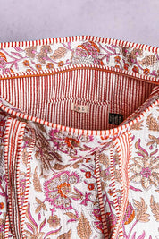 Cream Quilted Floral Tote Bag