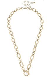 Sasha Toggle Front Charm Necklace Base in Shiny Gold