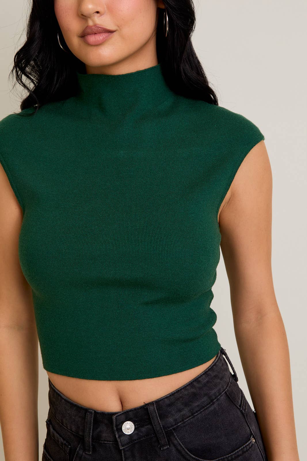 Green High Neck Sweater Top