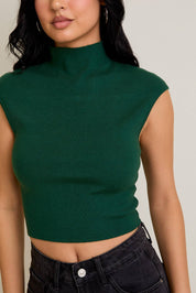 Green High Neck Sweater Top