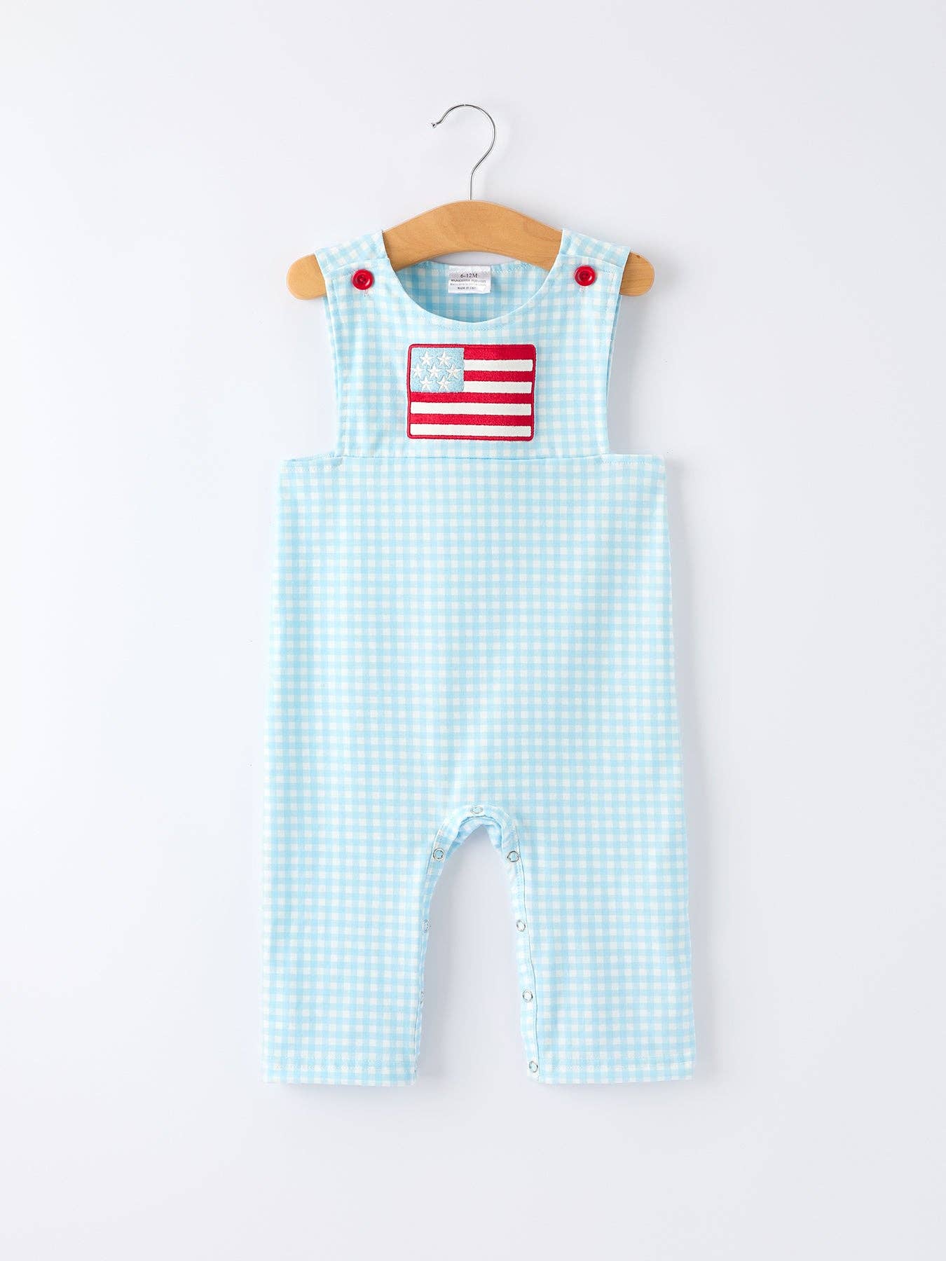 July 4th Plaid Boys Romper