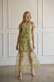 Green Organza Maxi Dress