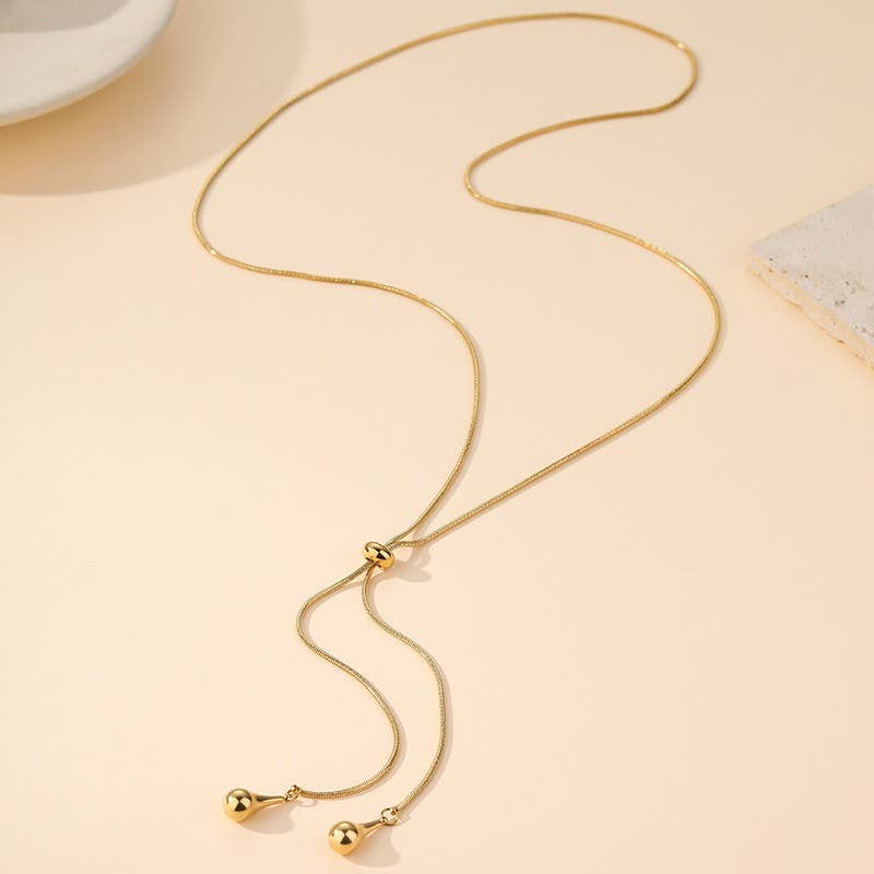Gold Teardrop Y Necklace