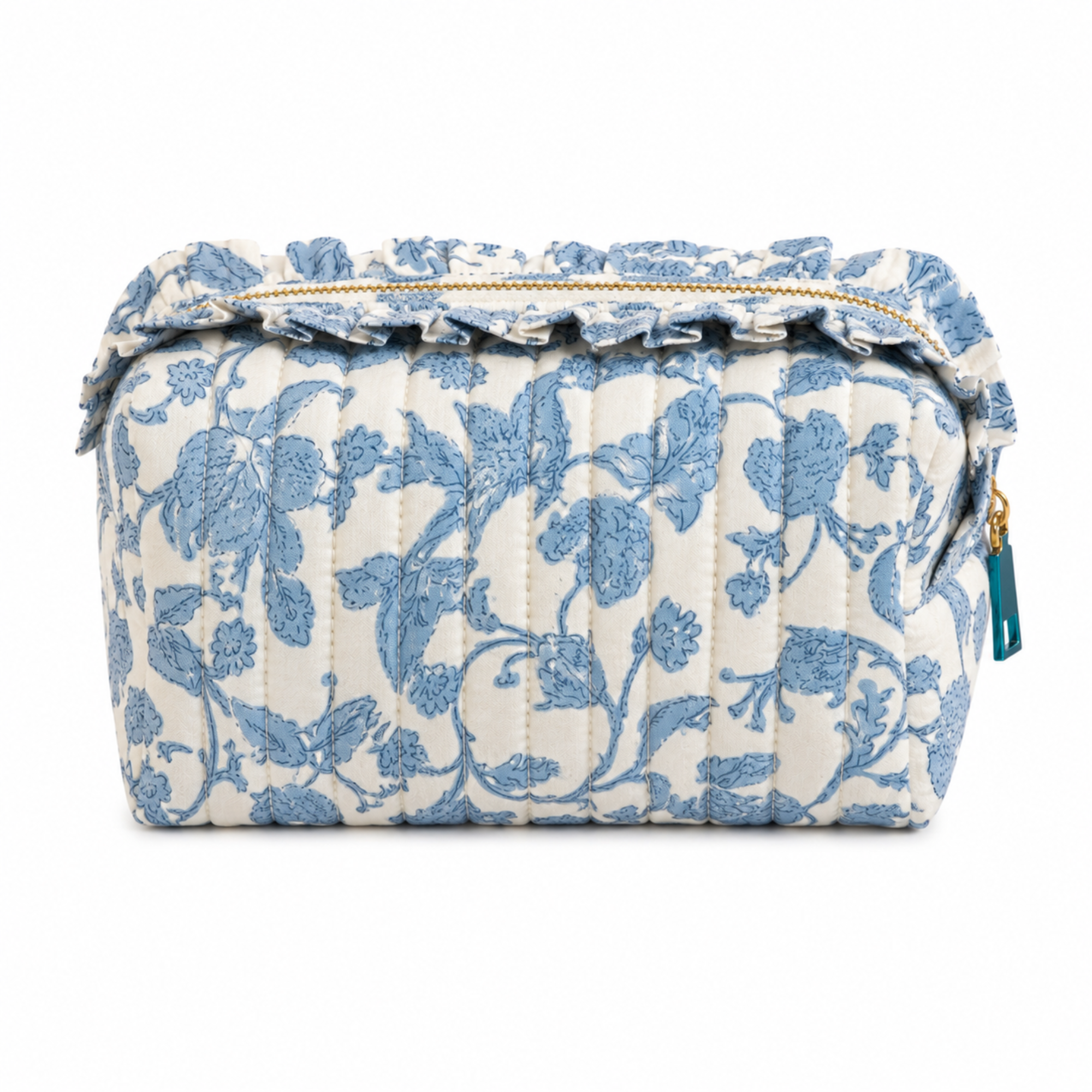 French Toile Ruffle Cosmetic Case